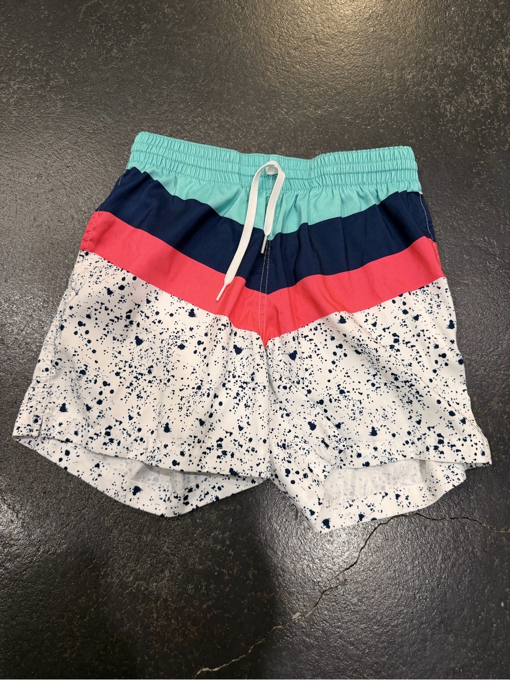 chubbies Mint, Navy & Coral Colorblock Speckle Swim Shorts